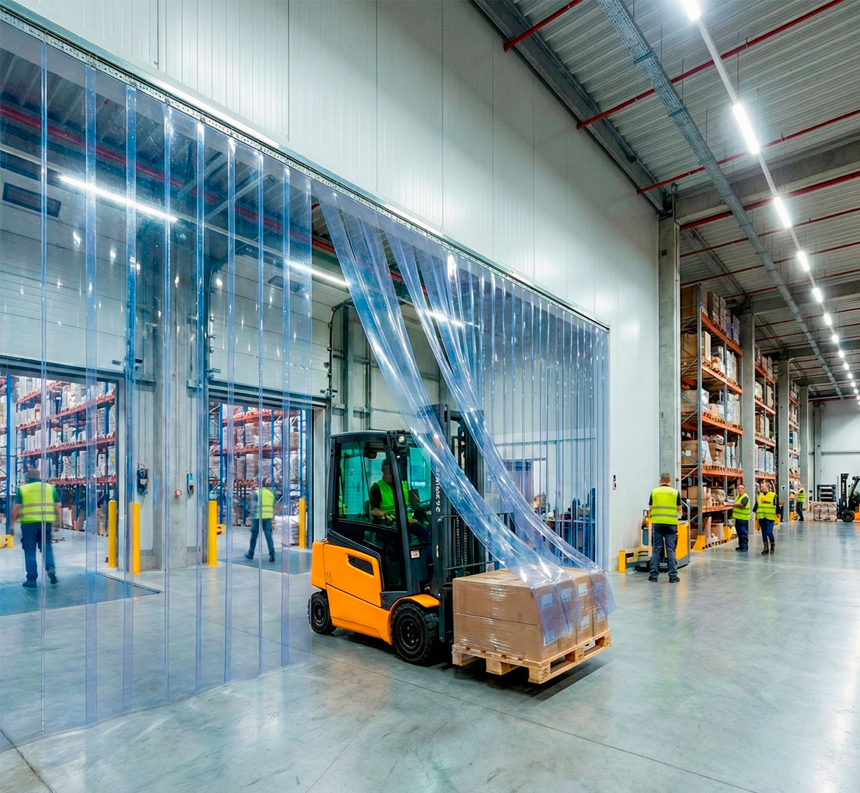 Lama PVC Normal flexible para paso frecuente de maquinaria Cortina lamas PVC flexible resistente al paso de carretillas elevadoras