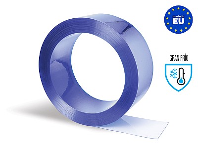 Rollo Lama PVC Flexible (50 metros lineales) 150x3mm Gran Fr&iacute;o Transparente Azulado